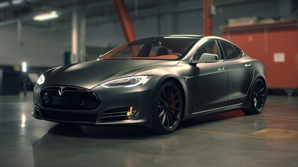Tesla Model S with custom matte grey paint protection film applied in San Antonio, TX
